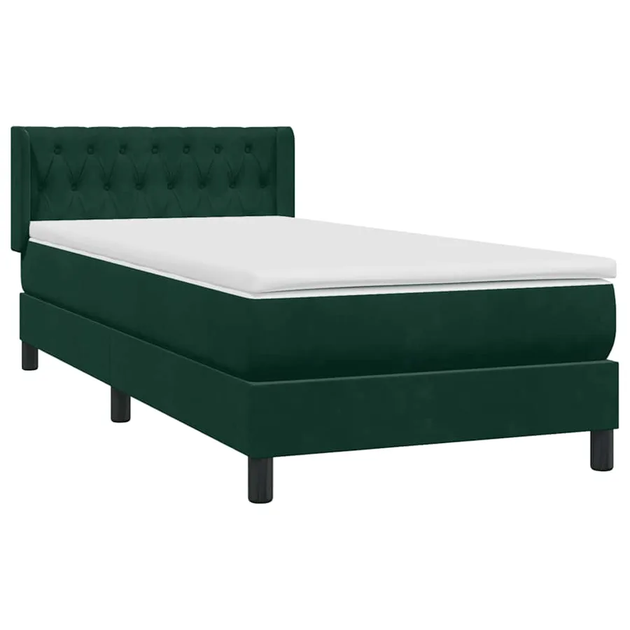 Sommier à lattes de lit et matelas vert foncé 90x220 cm velours - 2