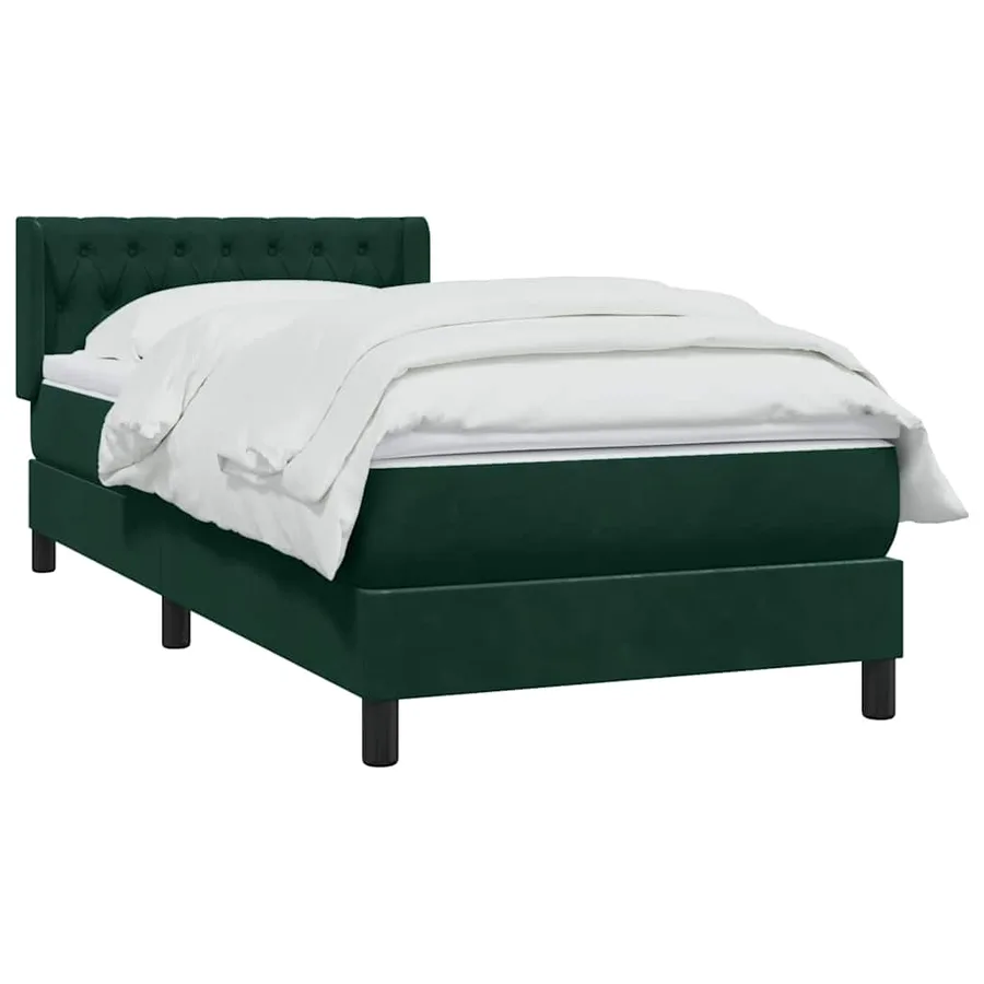 Sommier à lattes de lit et matelas vert foncé 90x220 cm velours - 4