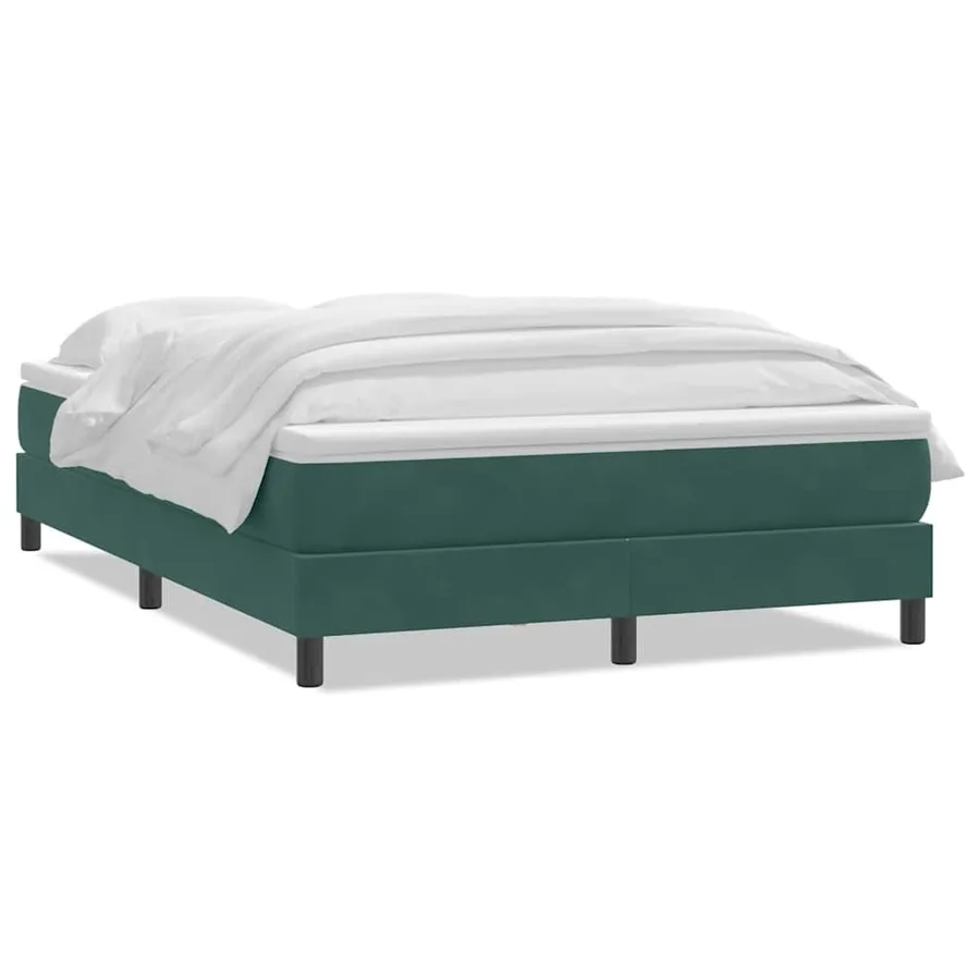 Sommier à lattes de lit et matelas vert foncé 160x210cm velours - 2