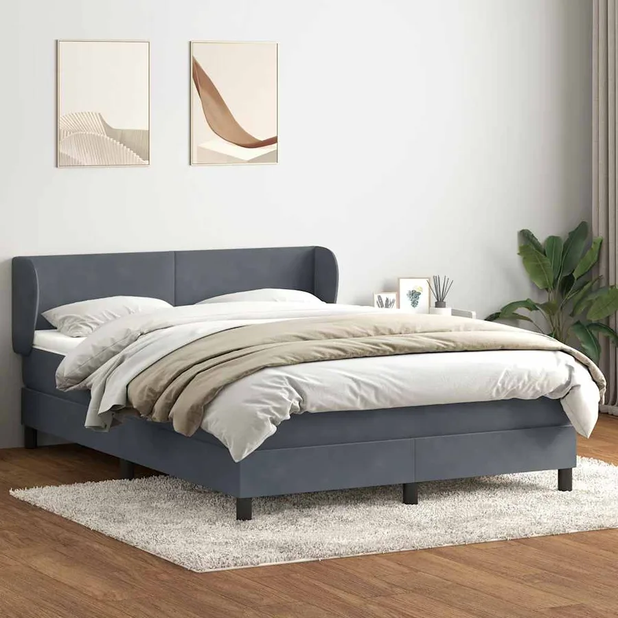 Sommier à lattes de lit et matelas gris foncé 160x210cm velours - 3