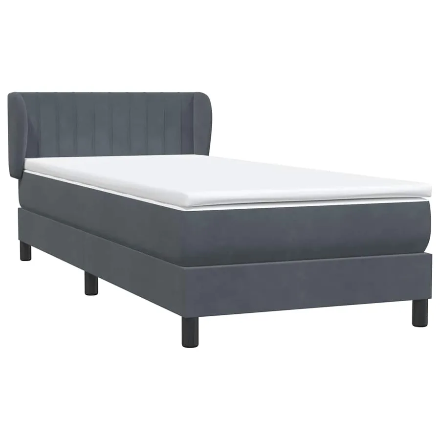 Sommier à lattes de lit et matelas gris foncé 100x210cm velours - 4
