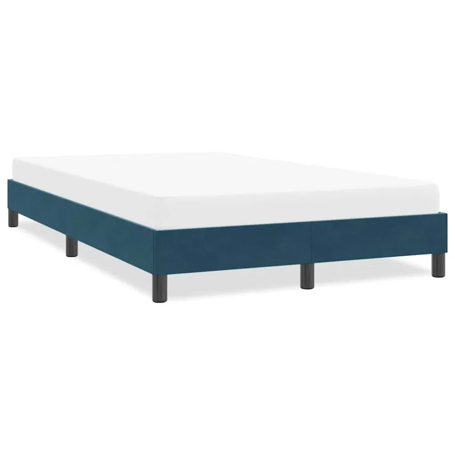 Cadre de lit sans matelas bleu foncé 120x210 cm velours