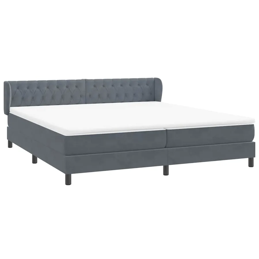 Sommier à lattes de lit et matelas gris foncé 180x210cm velours - 4