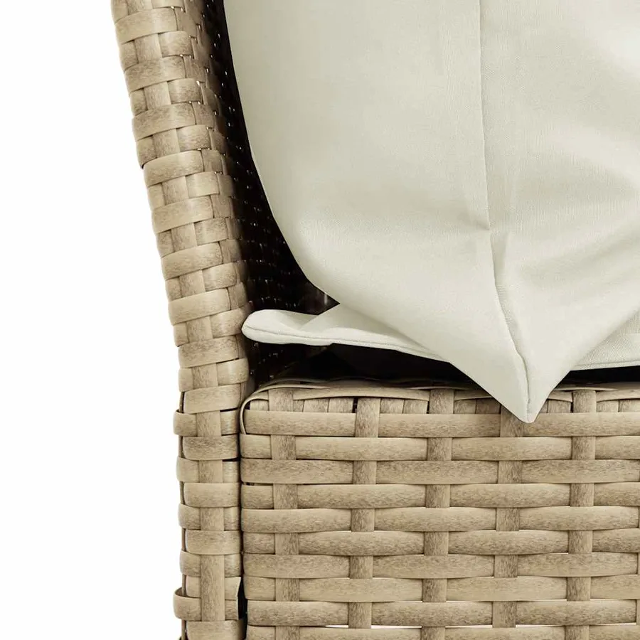 Salon de jardin avec coussins forme de L 4 pcs beige polyrotin - 10