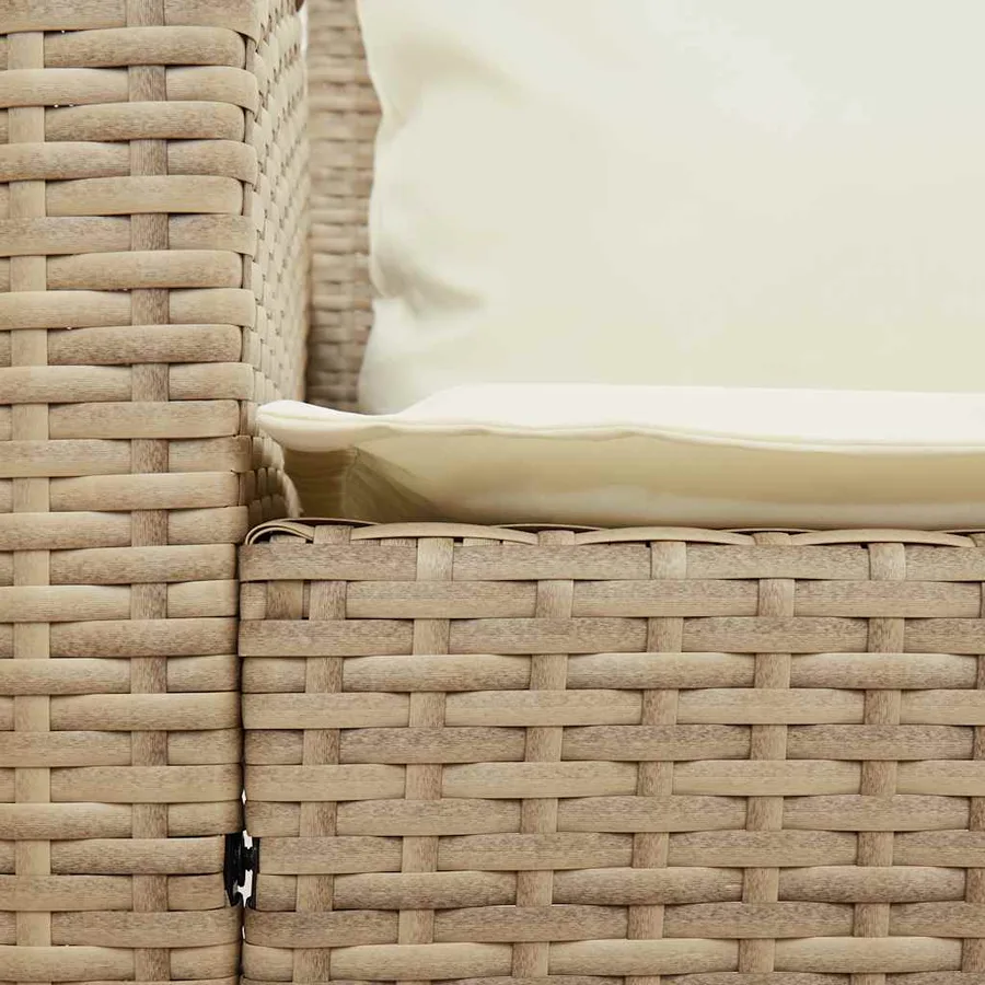 Salon de jardin avec coussins forme de L 4 pcs beige polyrotin - 14