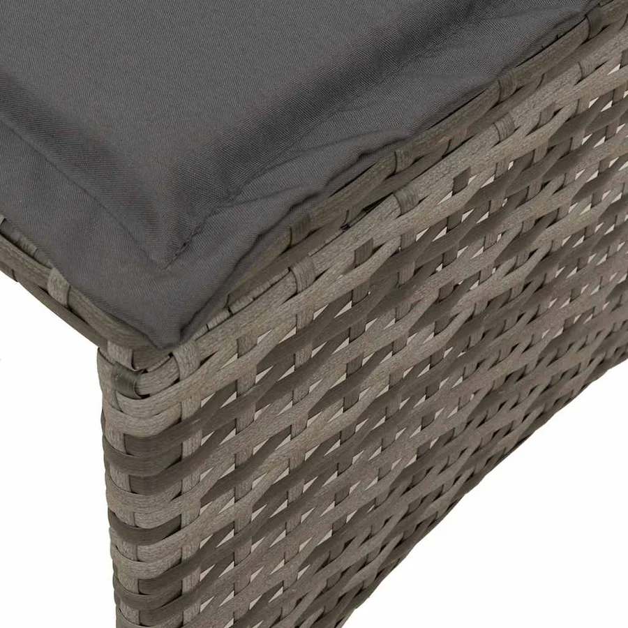 Salon de jardin 5 pcs avec coussins gris résine tressée - 9