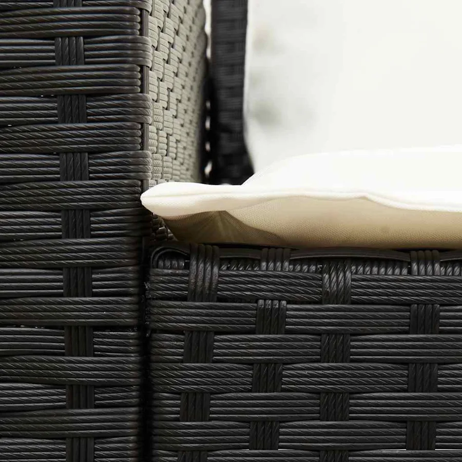 Salon de jardin 4 pcs avec coussins noir résine tressée - 10