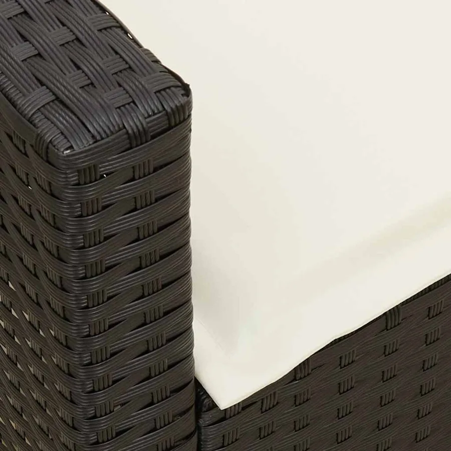 Salon de jardin 4 pcs avec coussins noir résine tressée - 11