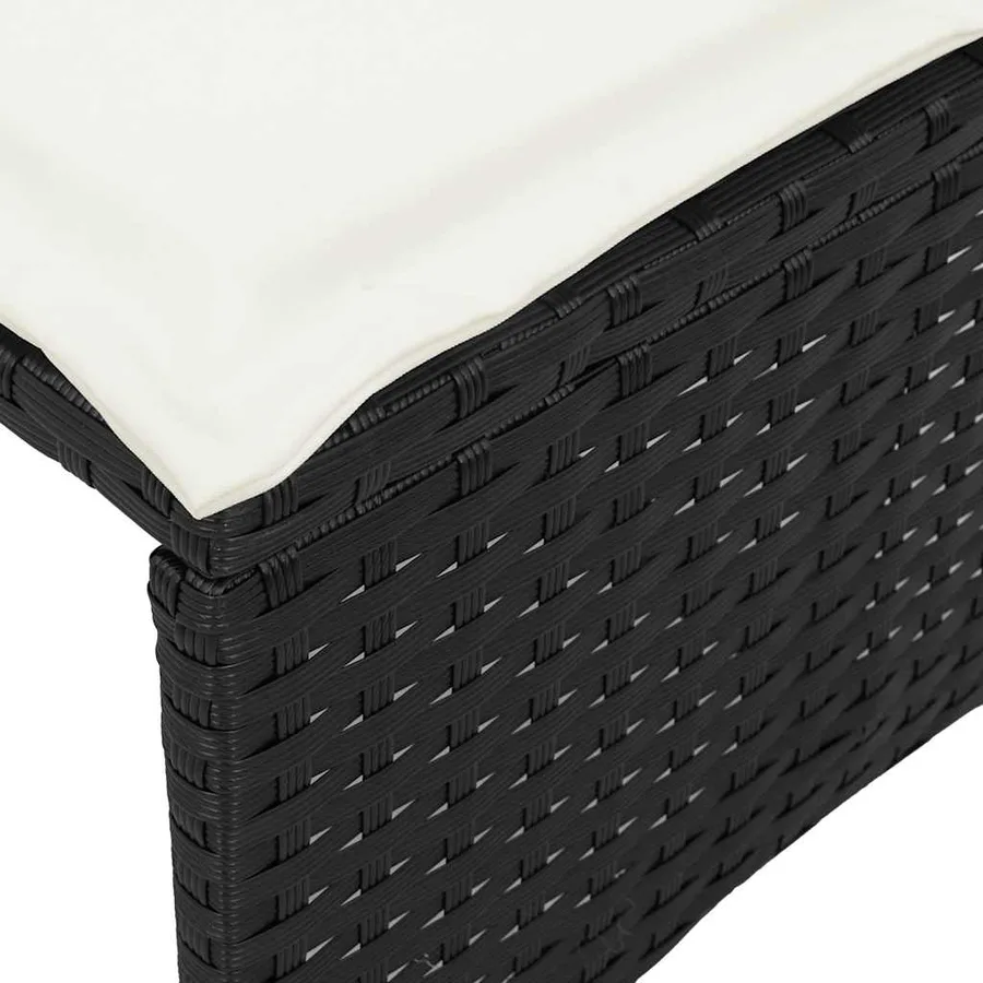 Salon de jardin 4 pcs avec coussins noir résine tressée - 14