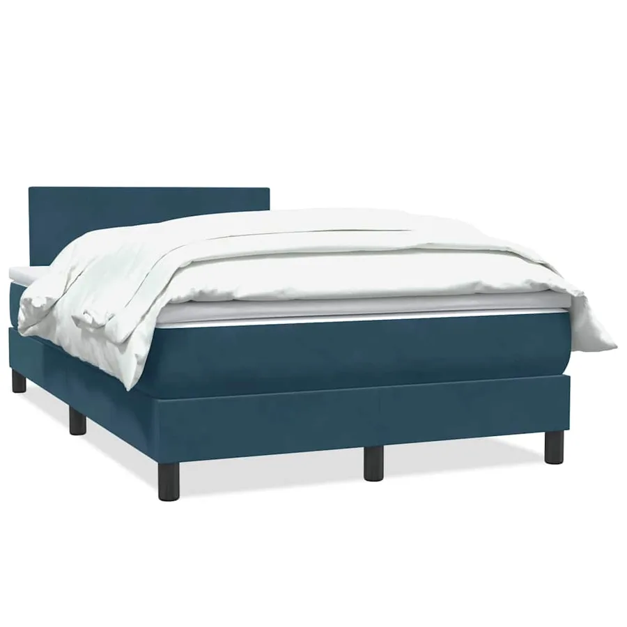 Sommier à lattes de lit et matelas bleu foncé 120x210cm velours - 2