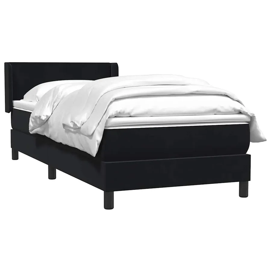 Sommier à lattes de lit avec matelas noir 90x220 cm velours - 4