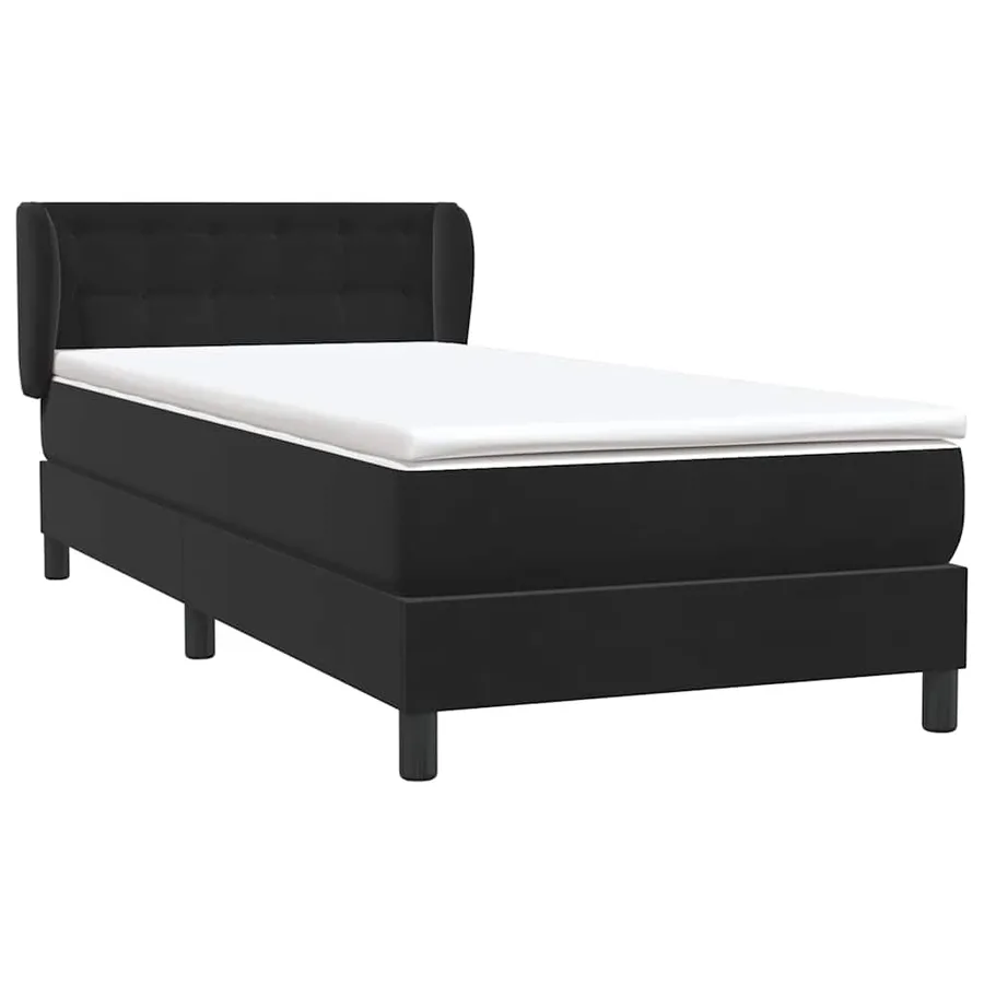 Sommier à lattes de lit avec matelas noir 90x220 cm velours - 4