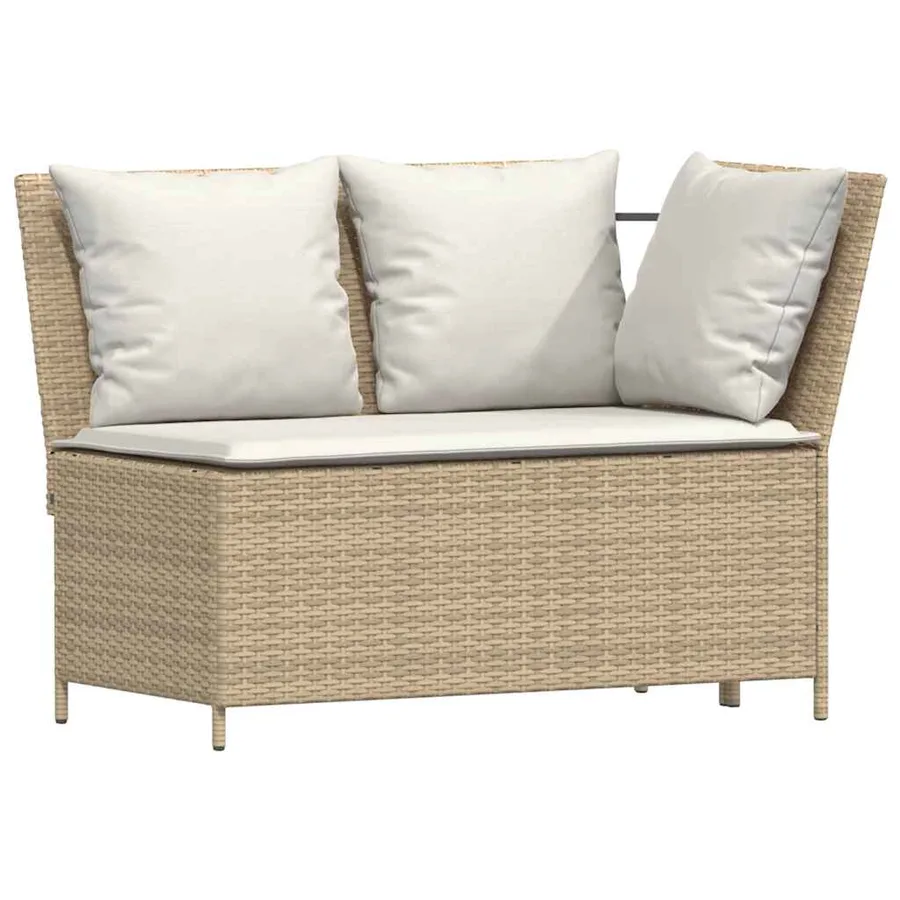 Salon de jardin avec coussins 3 pcs beige résine tressée - 5