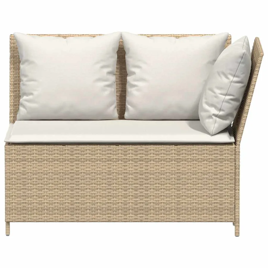 Salon de jardin avec coussins 3 pcs beige résine tressée - 7