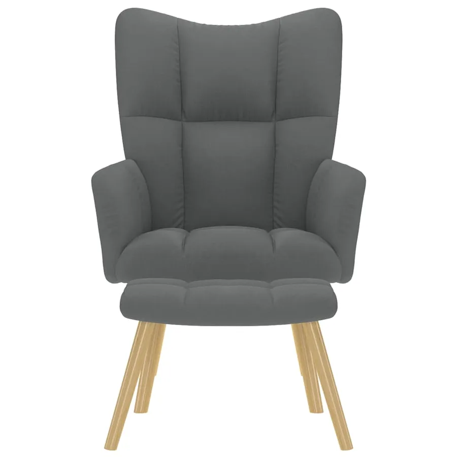 Chaise de relaxation avec repose-pied Gris foncé Tissu - 3