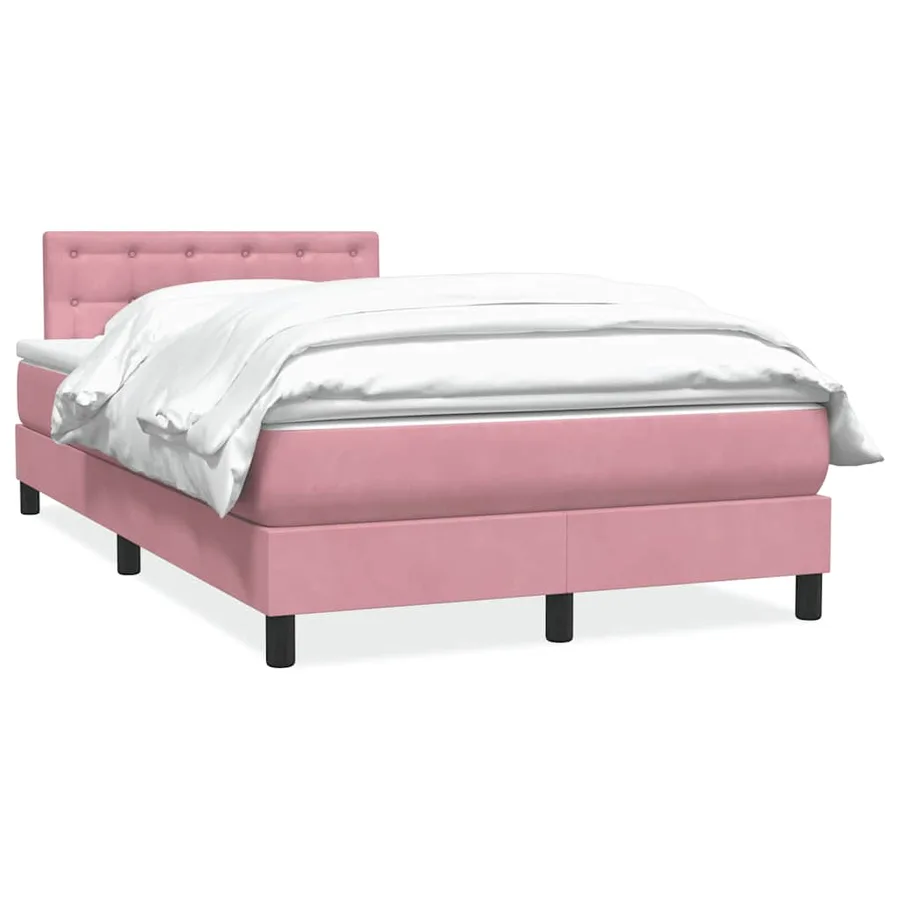 Sommier à lattes de lit avec matelas rose 120x210 cm velours - 2