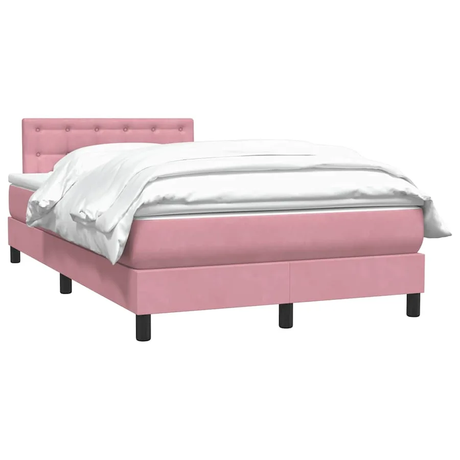Sommier à lattes de lit avec matelas rose 120x210 cm velours - 3