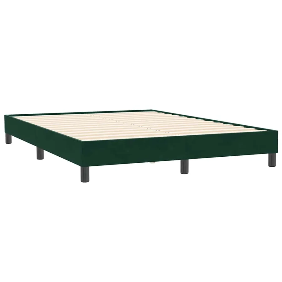 Cadre de lit sans matelas vert foncé 140x210 cm velours - 2