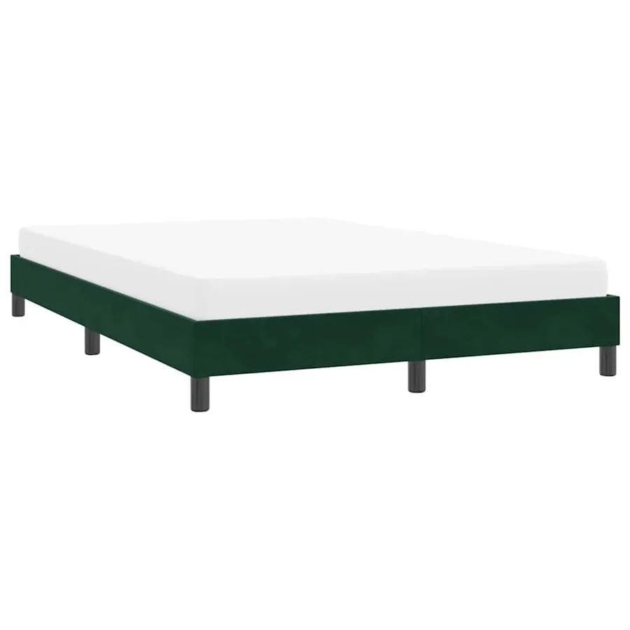 Cadre de lit sans matelas vert foncé 140x210 cm velours - 4