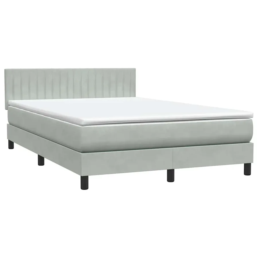 Sommier à lattes de lit et matelas et LED gris clair 160x210cm velours - 5