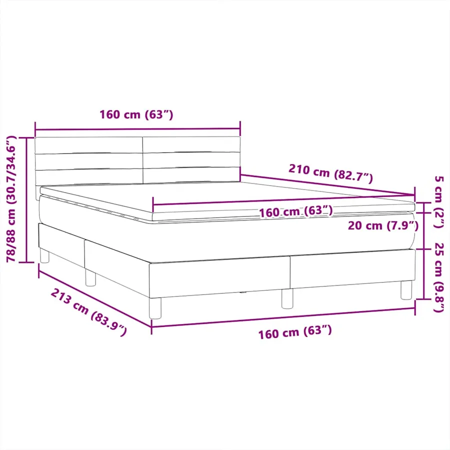 Sommier à lattes de lit avec matelas noir 160x210 cm velours - 12