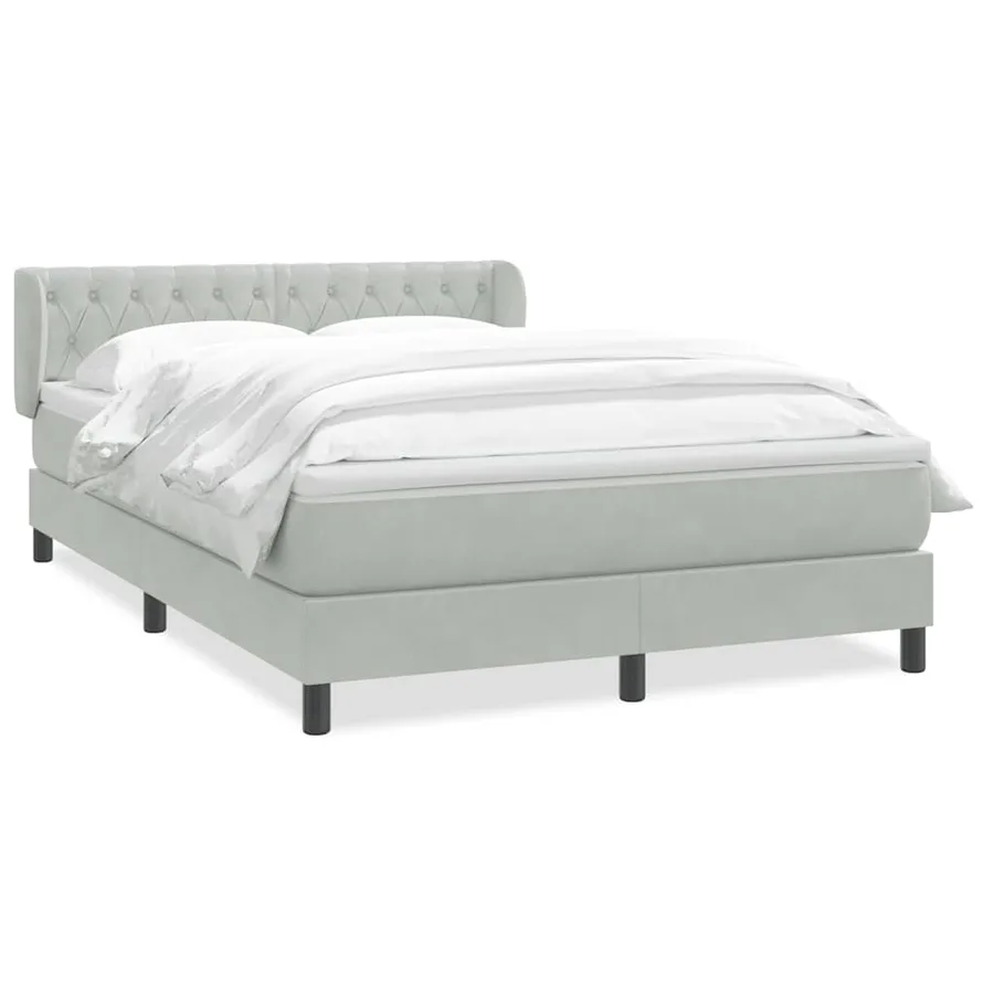 Sommier à lattes de lit et matelas gris clair 160x210cm velours - 2