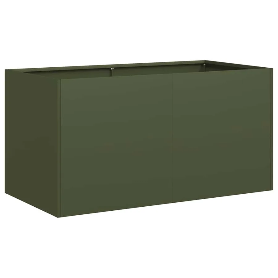 Jardinière vert olive 80x40x40 cm acier laminé à froid - 2