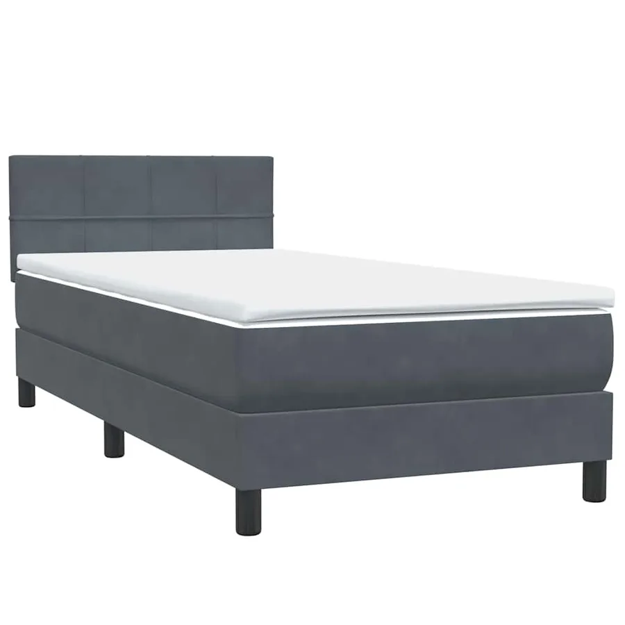 Sommier à lattes de lit et matelas gris foncé 90x220 cm velours - 4