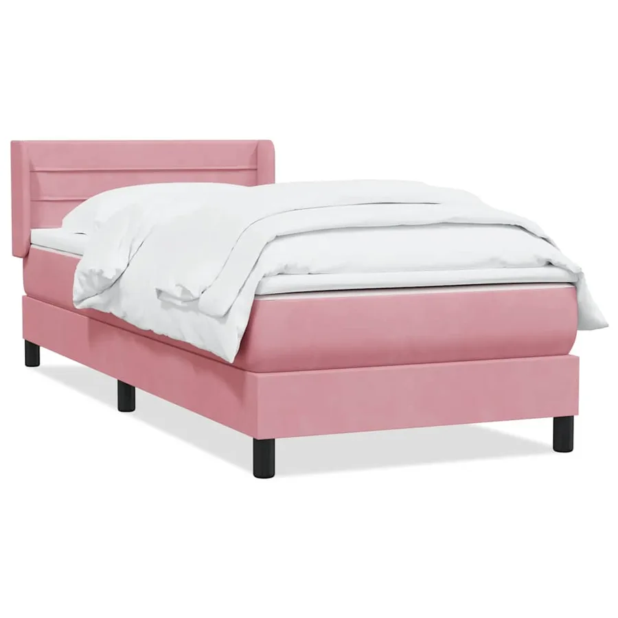 Sommier à lattes de lit avec matelas rose 80x220 cm velours - 2