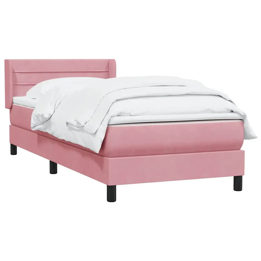 Sommier à lattes de lit avec matelas rose 80x220 cm velours - 3