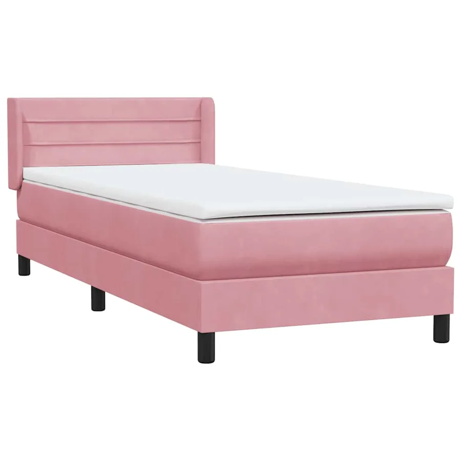 Sommier à lattes de lit avec matelas rose 80x220 cm velours - 4