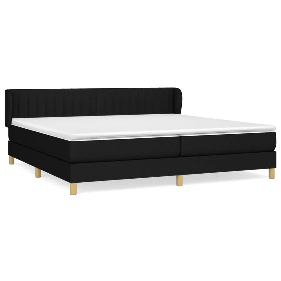 Sommier à lattes de lit avec matelas Noir 200x200 cm Tissu - 2