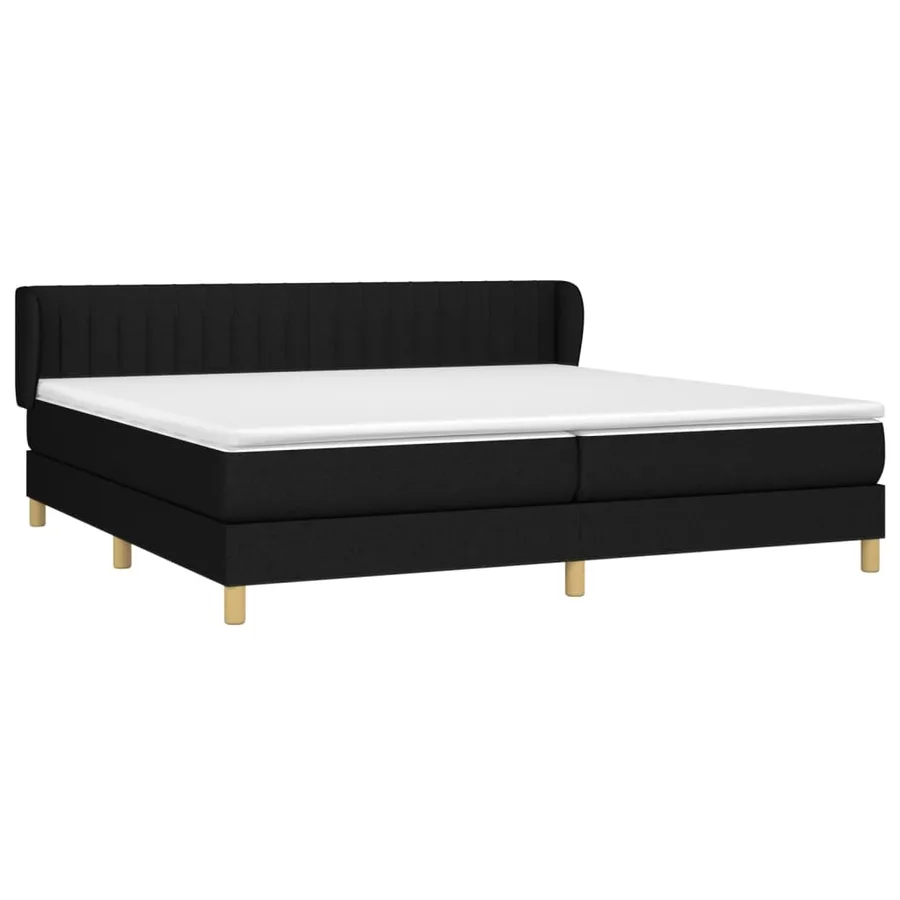 Sommier à lattes de lit avec matelas Noir 200x200 cm Tissu - 3