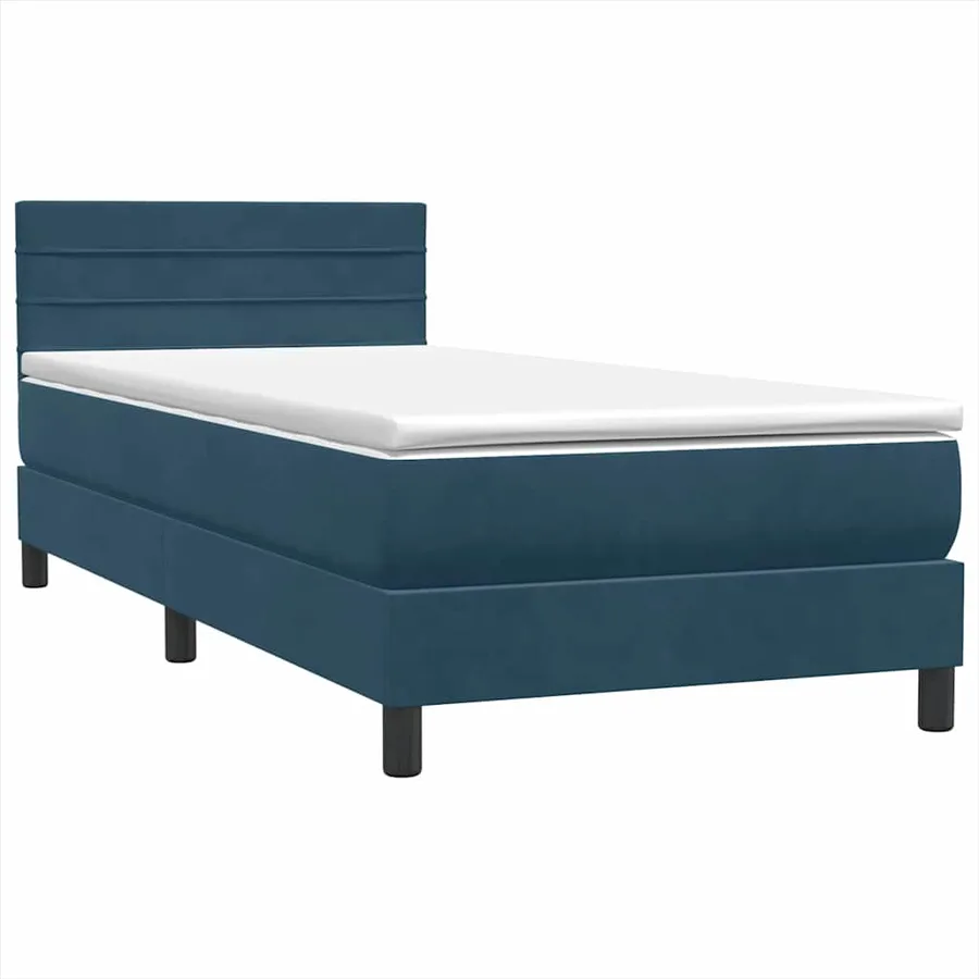 Sommier à lattes de lit et matelas bleu foncé 90x220 cm velours - 4