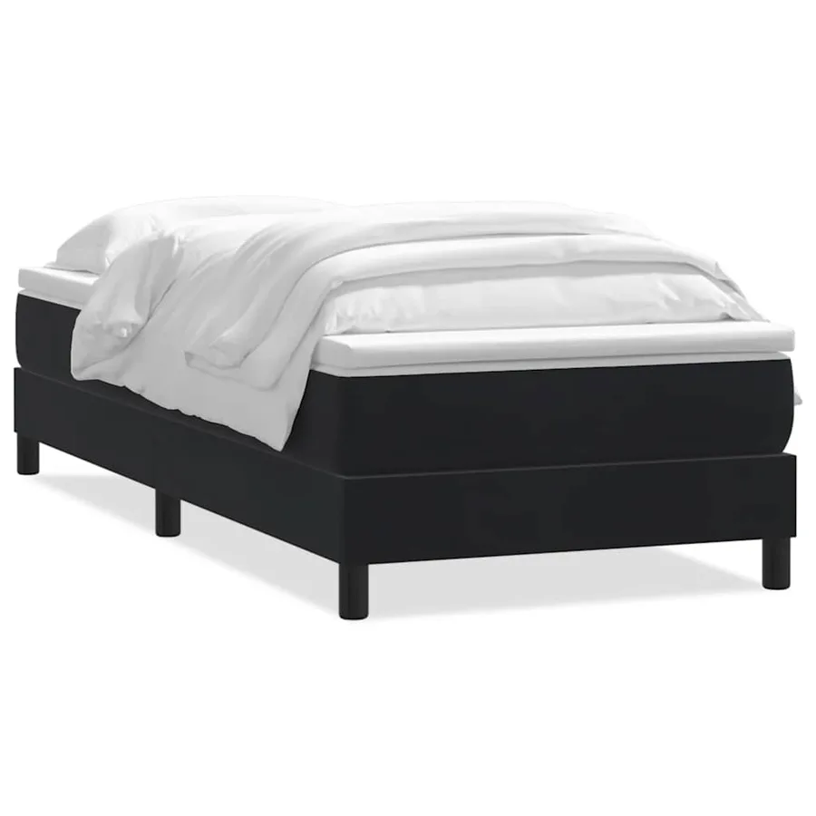 Sommier à lattes de lit avec matelas noir 80x220 cm velours - 2