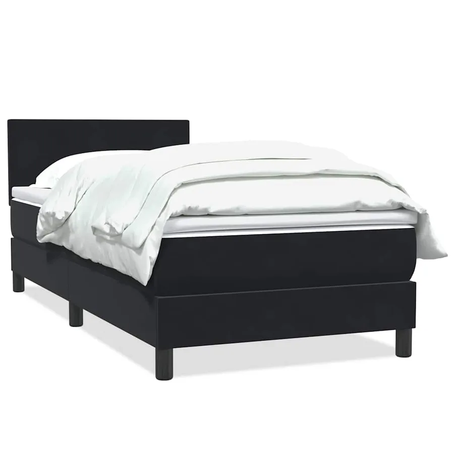 Sommier à lattes de lit avec matelas noir 80x220 cm velours - 2