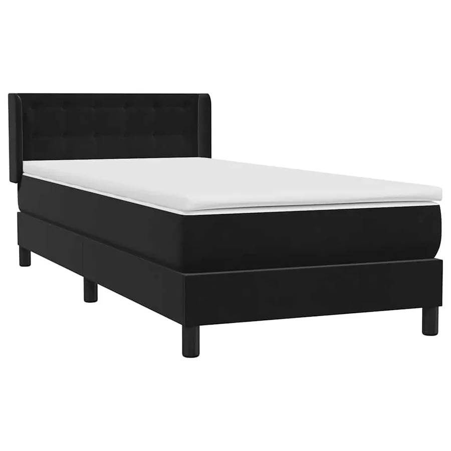 Sommier à lattes de lit avec matelas noir 80x220 cm velours - 4