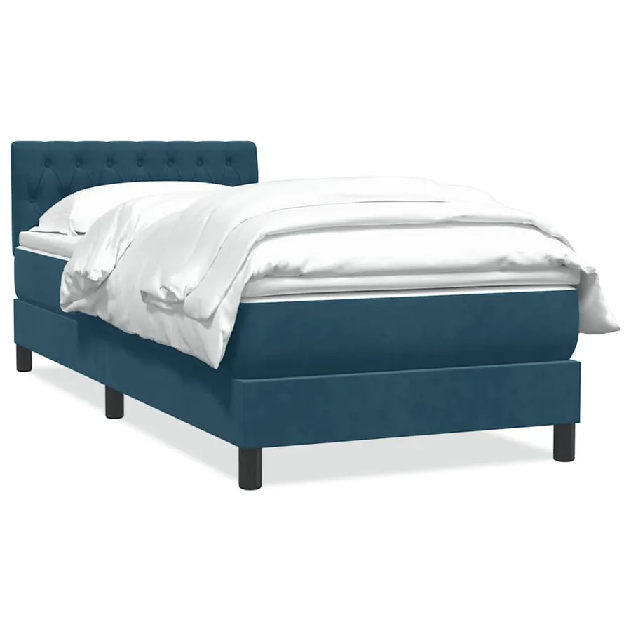 Sommier à lattes de lit et matelas bleu foncé 90x220 cm velours
