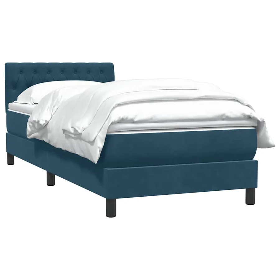 Sommier à lattes de lit et matelas bleu foncé 90x220 cm velours - 6