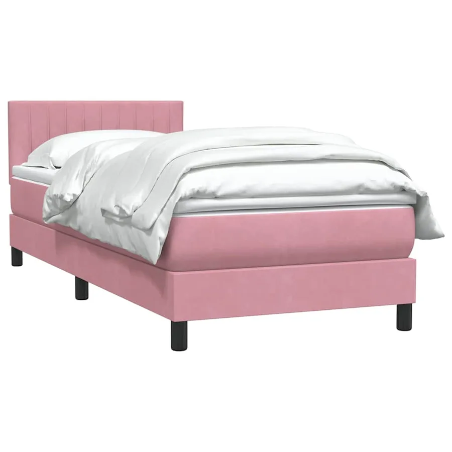 Sommier à lattes de lit avec matelas rose 90x220 cm velours - 4