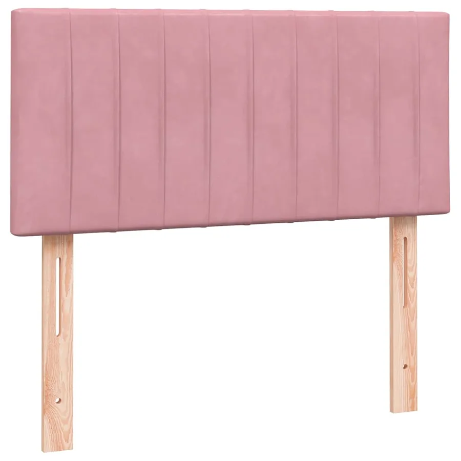 Sommier à lattes de lit avec matelas rose 90x220 cm velours - 6