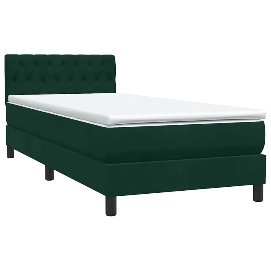 Sommier à lattes de lit et matelas vert foncé 80x210 cm velours - 4
