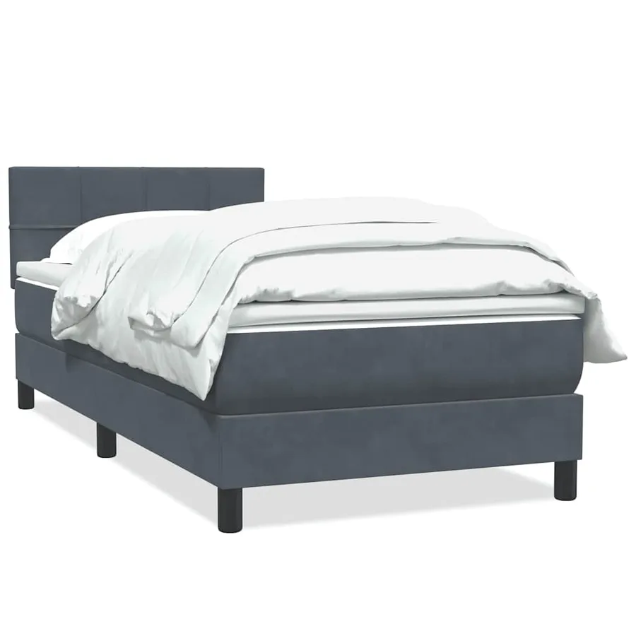 Sommier à lattes de lit et matelas gris foncé 90x210 cm velours - 2