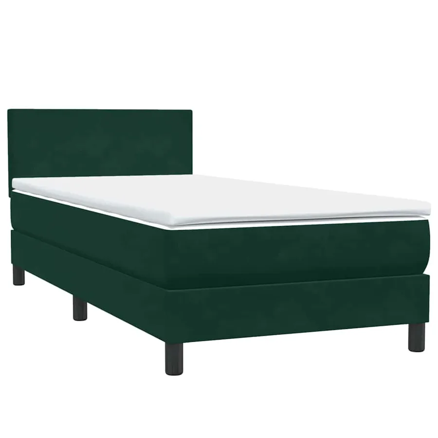 Sommier à lattes de lit et matelas et LED vert foncé 80x210 cm velours - 5