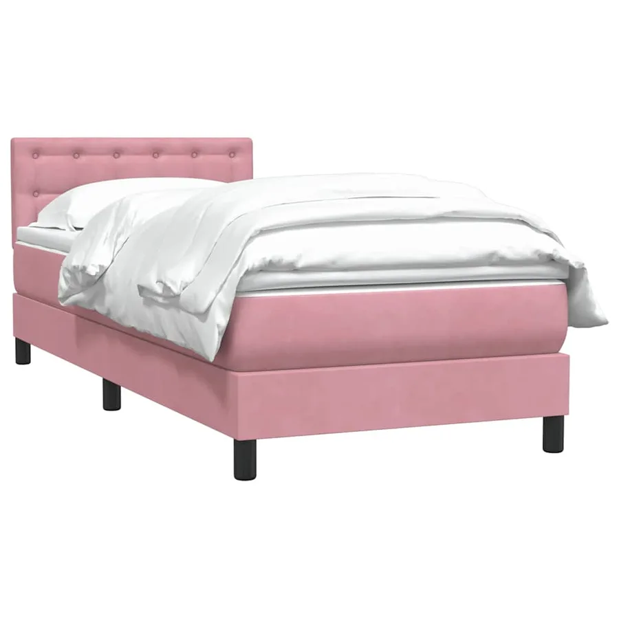 Sommier à lattes de lit avec matelas rose 90x220 cm velours - 3
