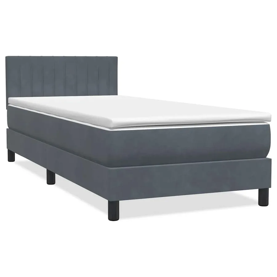 Sommier à lattes de lit et matelas et LED gris foncé 80x220 cm velours - 3