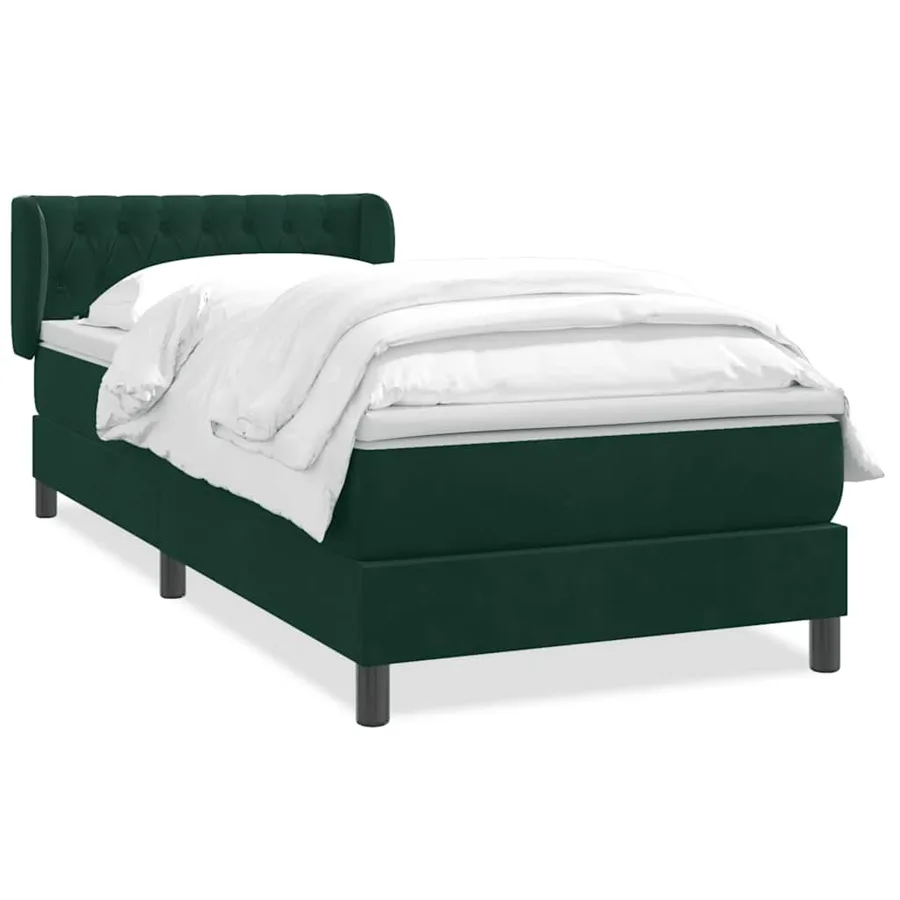 Sommier à lattes de lit et matelas vert foncé 80x210 cm velours - 2