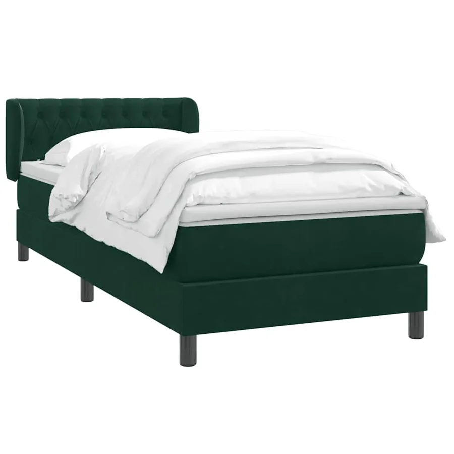 Sommier à lattes de lit et matelas vert foncé 80x210 cm velours - 3