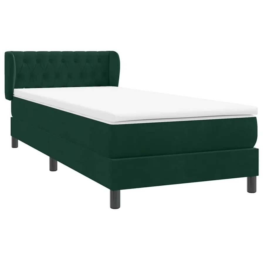 Sommier à lattes de lit et matelas vert foncé 80x210 cm velours - 4