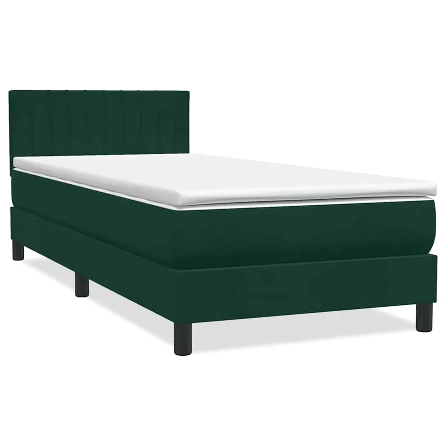 Sommier à lattes de lit et matelas et LED vert foncé 80x220 cm velours - 3